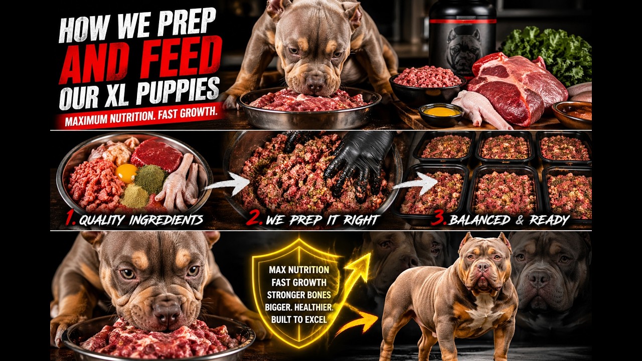 American Bully: Feeding Raw Meat to our Puppies