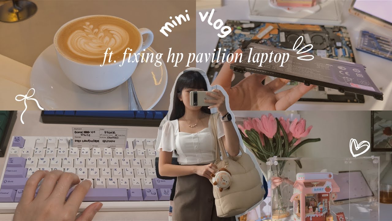 self-care vlog ☁️ solo cafe date, keyboard ASMR & HP pavilion laptop fix (HDD error + battery issue)