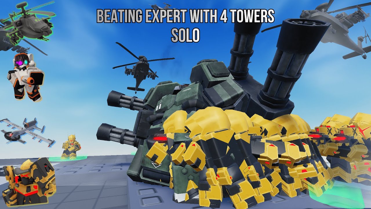 Beating Solo Expert On Baseplate With 4 Towers | Tower Defense X
