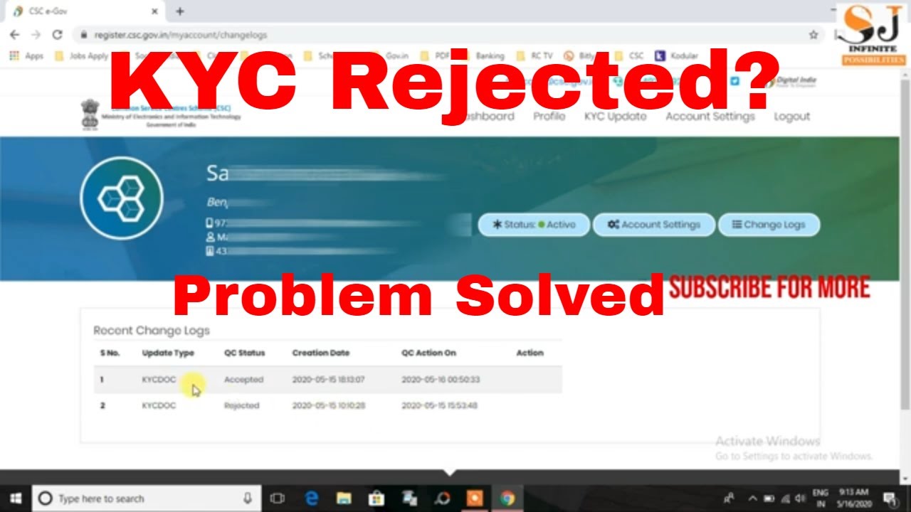 Why CSC KYC Update Rejected | csc kyc mandatory update | csc kyc update 2020 | csc vle kyc update