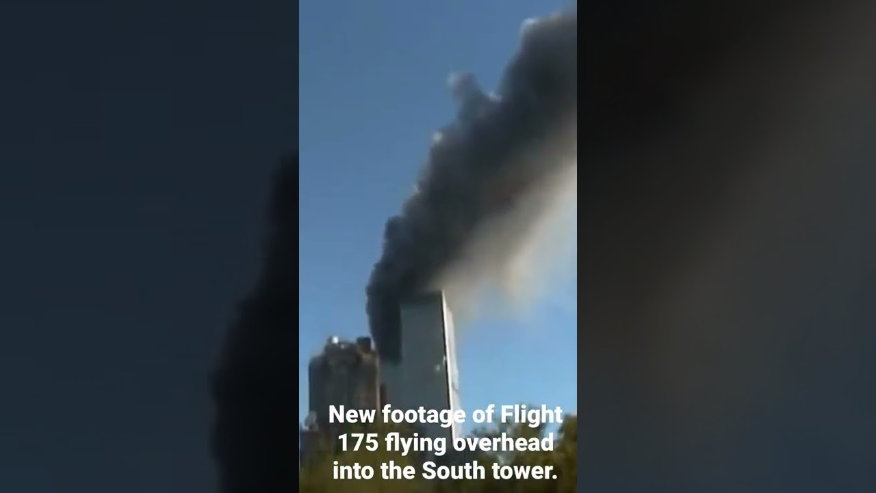 United Airlines Flight 175 flying overhead and smashing into the South tower on 9/11