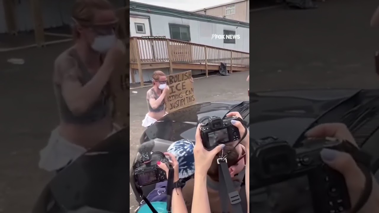 Anti-ICE agitator tries to BLOCK car entering Delaney Hall #shorts #us #news #foxnews #ICE