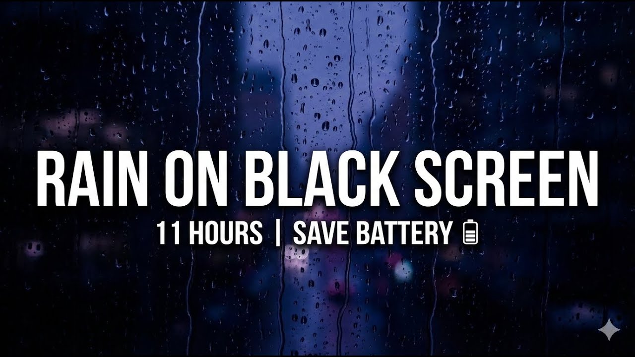 Heavy Rain Sounds for Sleep - Dark Screen (11 Hours) No Light