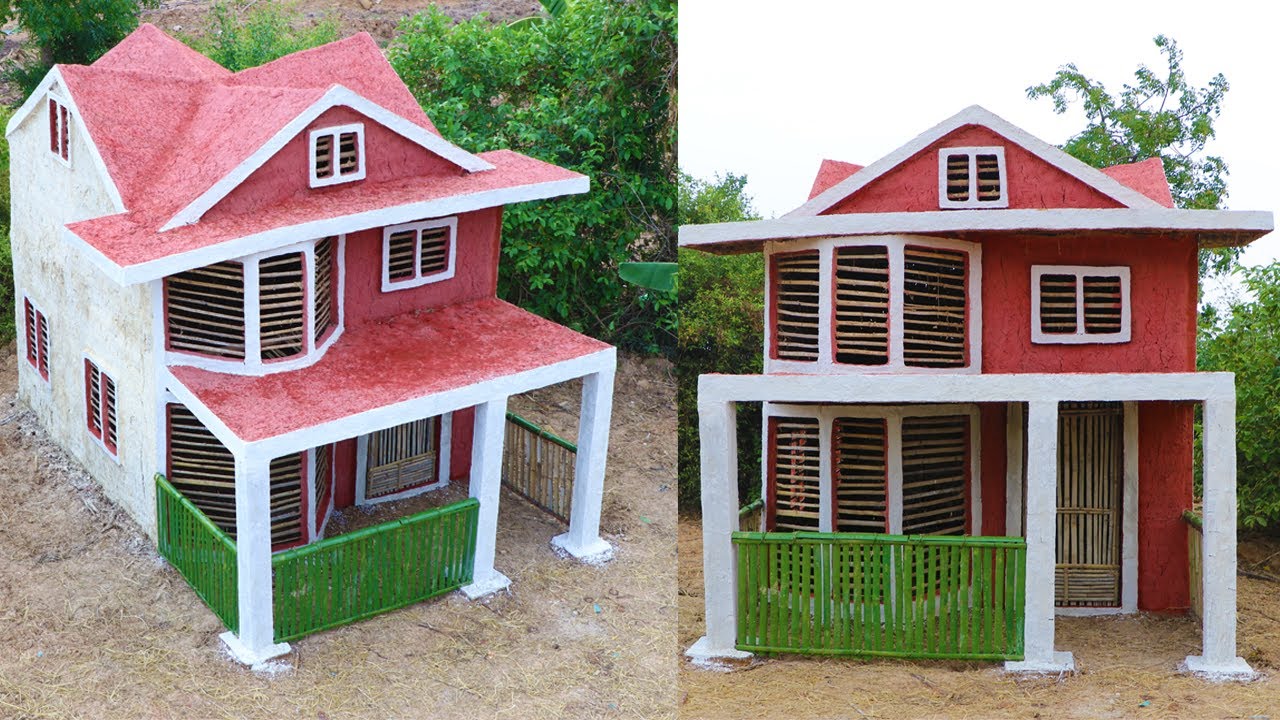 Evolution Primitive Time: Building Most Beautiful Villa House Using Mud, Bamboo & Wood