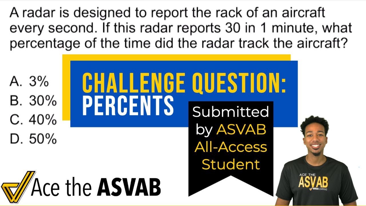 ASVAB Challenge Question - Percents (Solution Video for Student-Submitted Question)