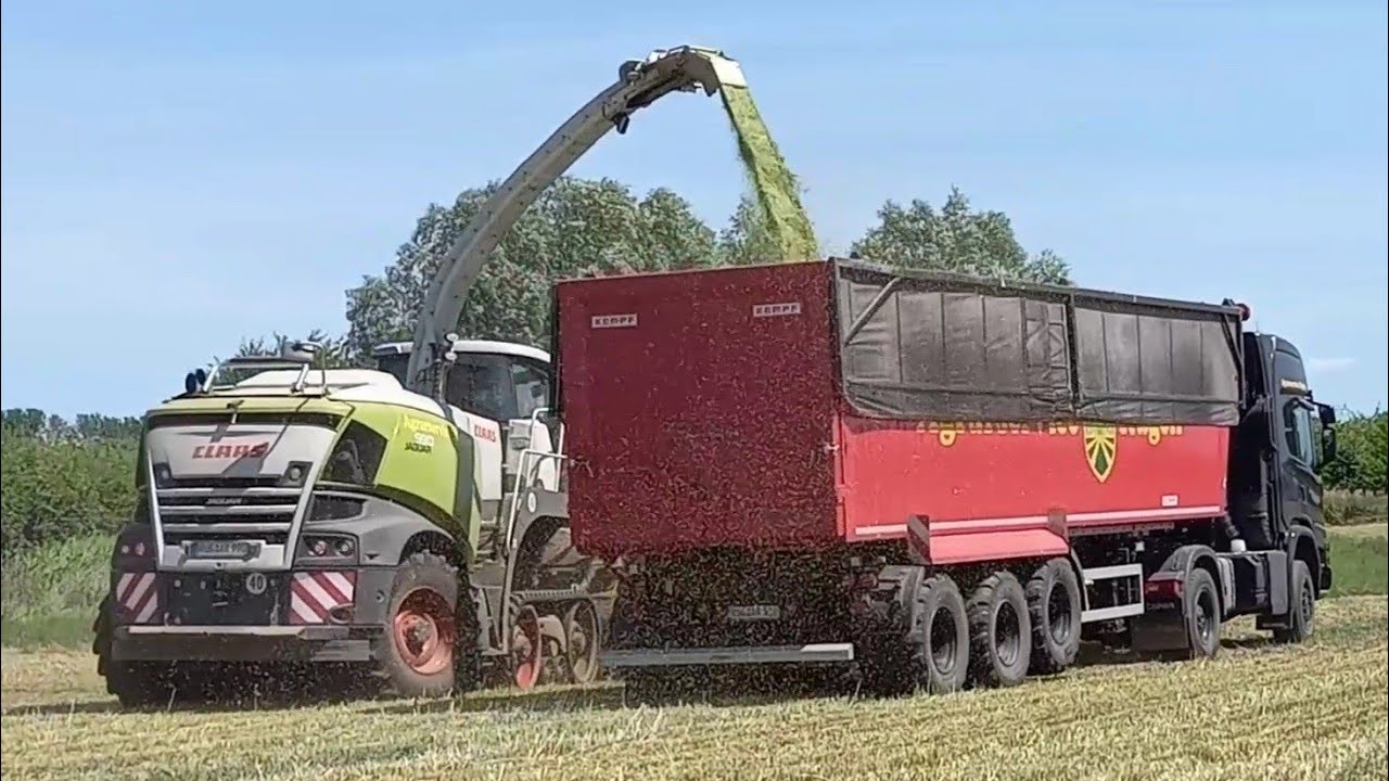 Agrarcervice Rügen.Roggen GPS häckseln Jaguar990tt,Scania-Kempf Mulden,Fendt942-Big Body900/Demler