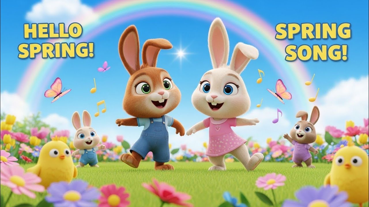 Hello Spring Song 🌸🦋 | Baby Animals & Flowers | Kids Music