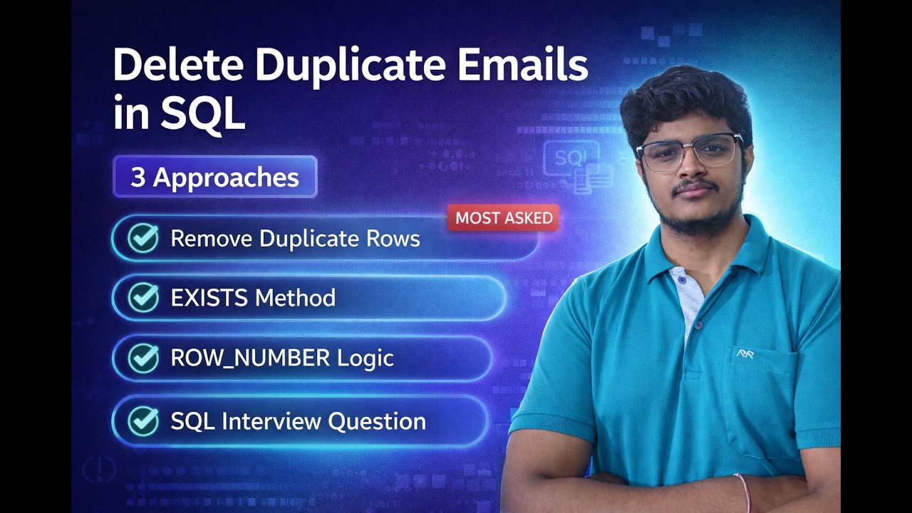ADVANCED SQL 🔥 Delete Duplicate Emails | 3 SQL Approaches Explained