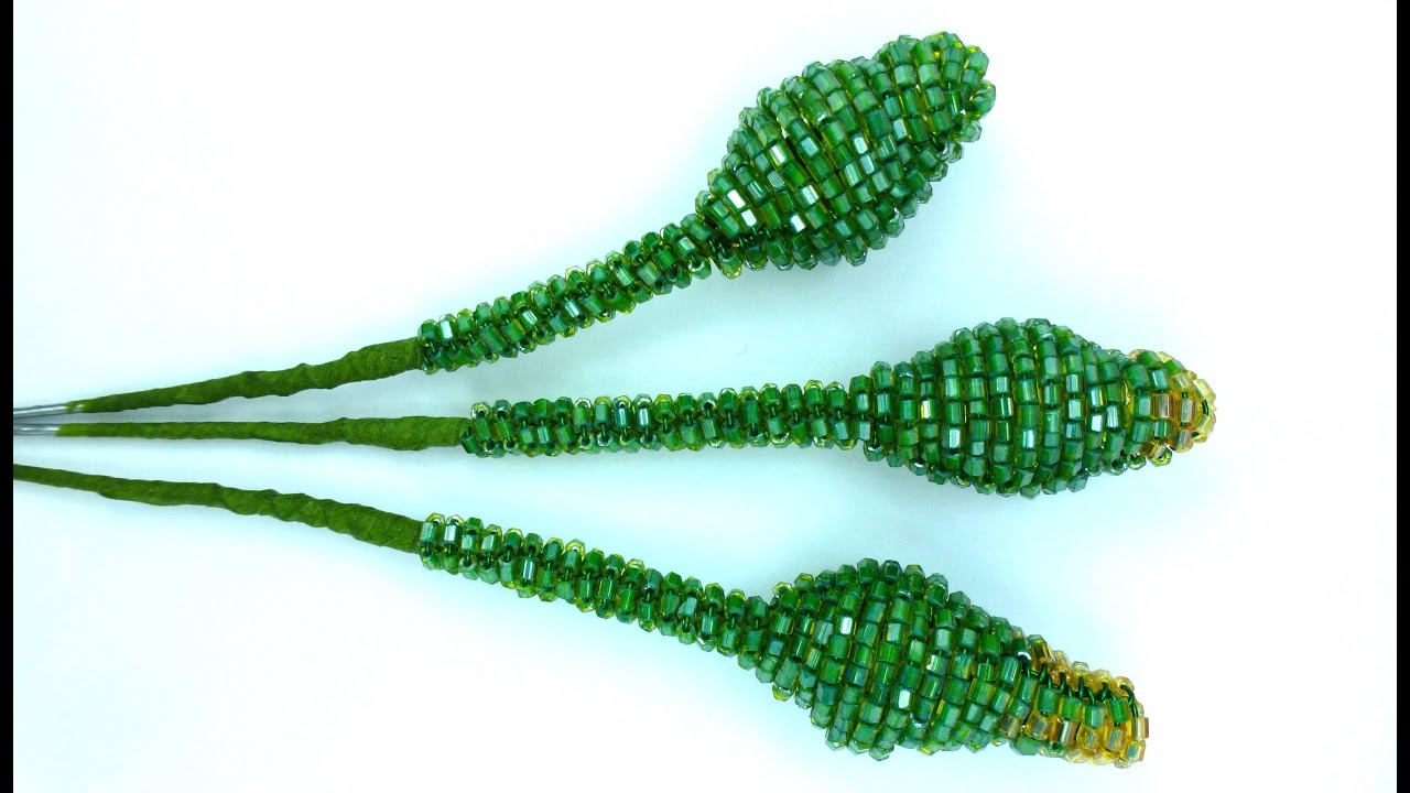 Амазонская лилия из бисера. Урок 7 - Почки / Beaded amazon lily. Lesson 7 - Buds