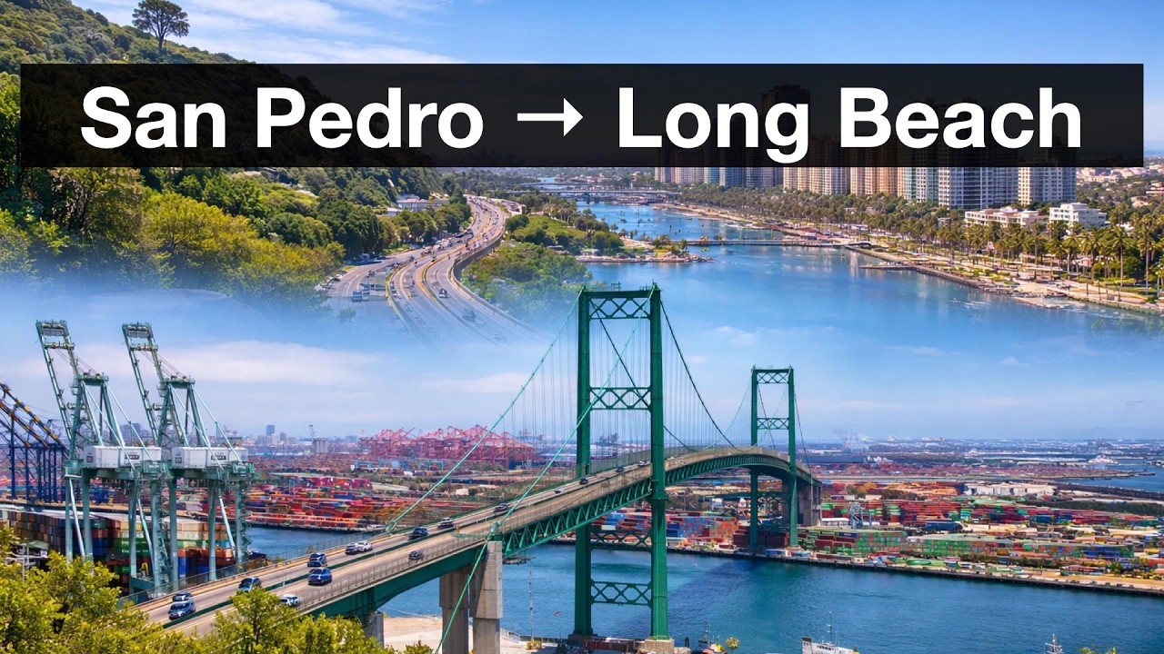 San Pedro to Long Beach | Vincent Thomas Bridge | 4K
