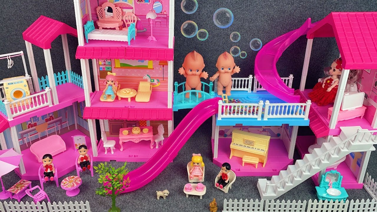 10 Minutes Satisfying with Unboxing Pink Barbie House Play Set Review Toys | ASMR 