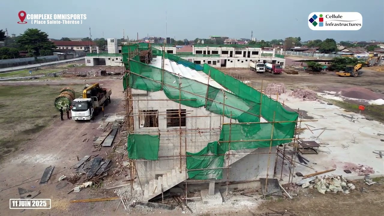 PROJET KIN-ELENDA : ÉVOLUTION DES TRAVAUX DE LA CONSTRUCTION DU COMPLEXE OMNISPORTS DE N'DJILI