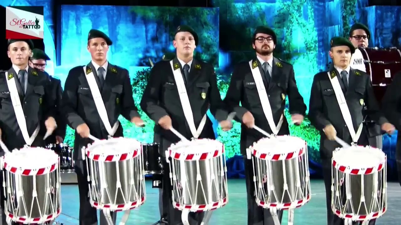Tambouren Schweizer Militärmusik live @ Sankt Galler Tattoo 2016