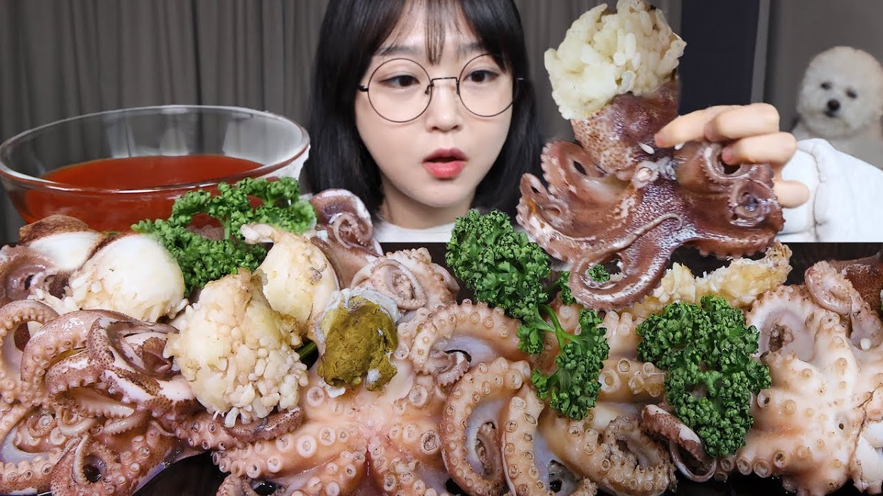 Осьминог, полный икры🐙Mukbang ASMR
