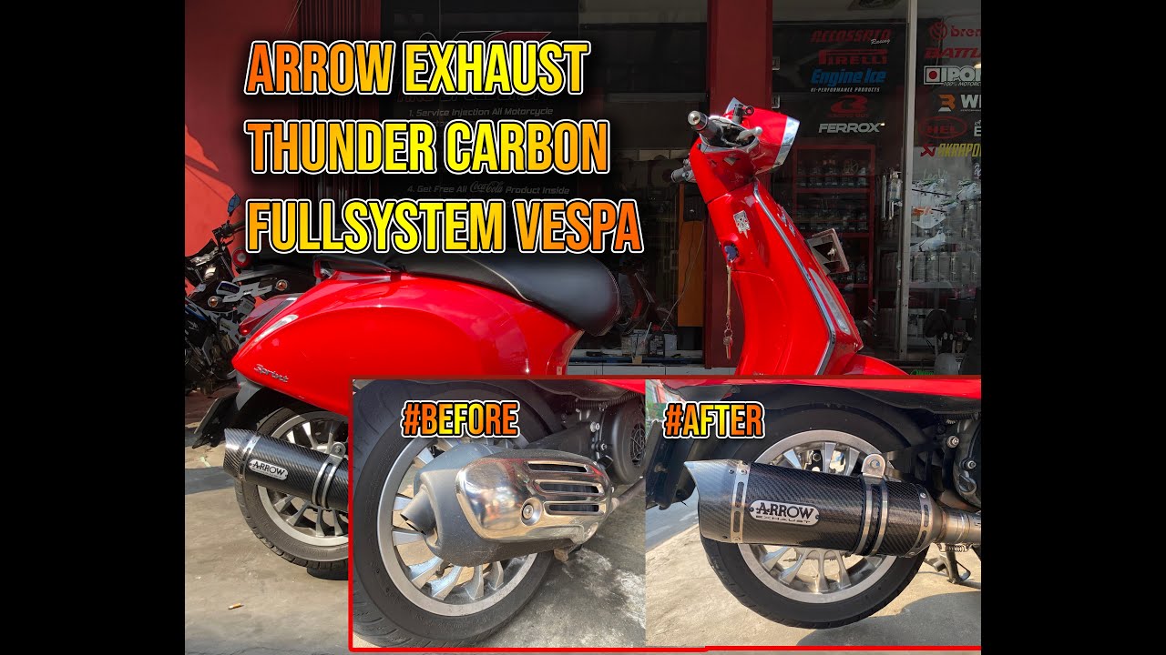 Knalpot Arrow Thunder Carbon Fullsystem Vespa 3v Sprint