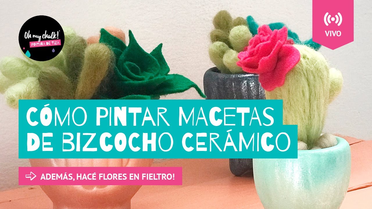 Cómo pintar macetas de bizcocho cerámico y hacer flores en fieltro con Chalk Paint ~ OH My Chalk!