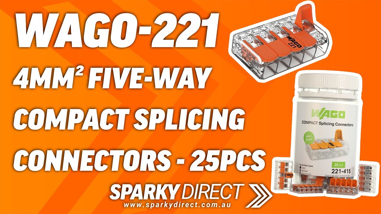 Wago 221-415 | 4mm&sup2; 5-Way Compact Splicing Connector | Jar of 25