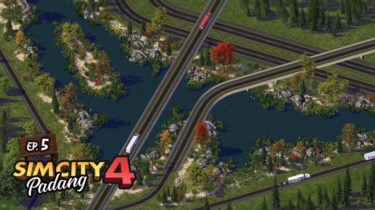 I Made a Beautiful Lake for the Highway (RHW) Interchange in SimCity 4 | Let's Play - Padang #5