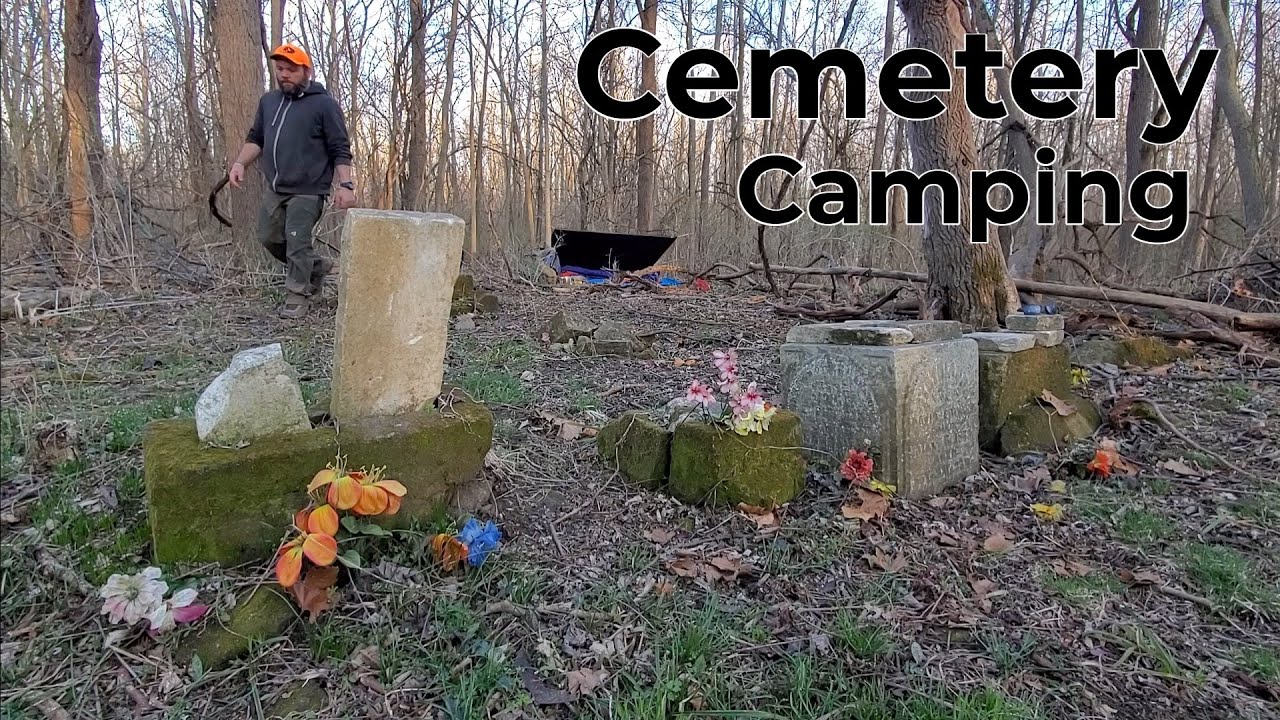Camping in a Abandoned Cemetery, lean-to emergency poncho