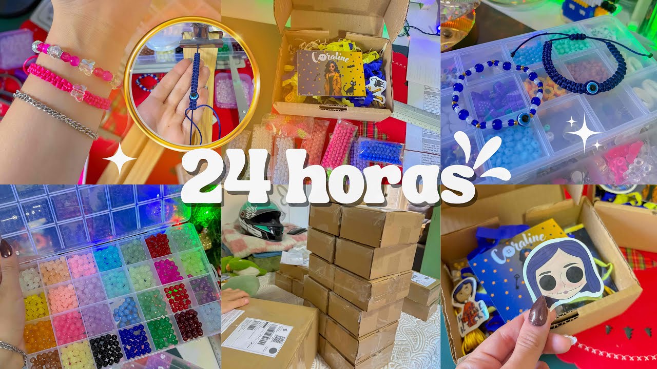 24 HORAS NA LOJA COMIGO | PRODUZINDO BIJUS, EMBALANDO ENCOMENDAS E MUITO +
