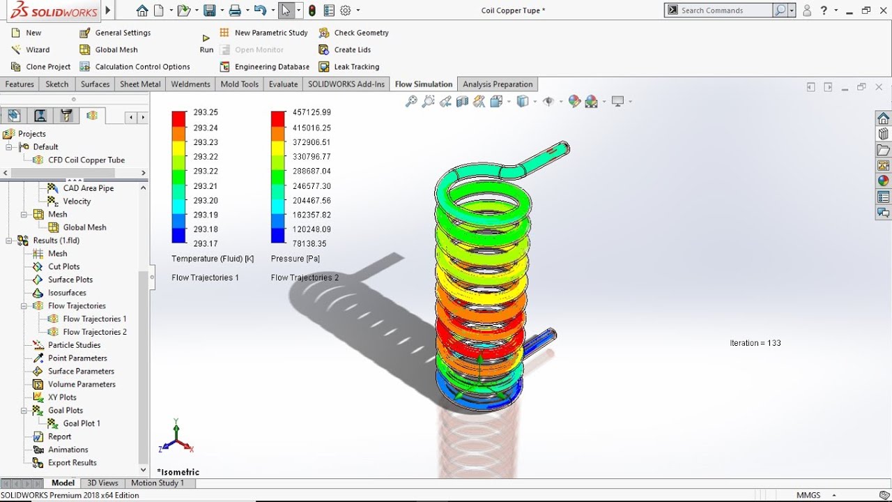 CFD Analysis Coil Copper Tube use Solidworks