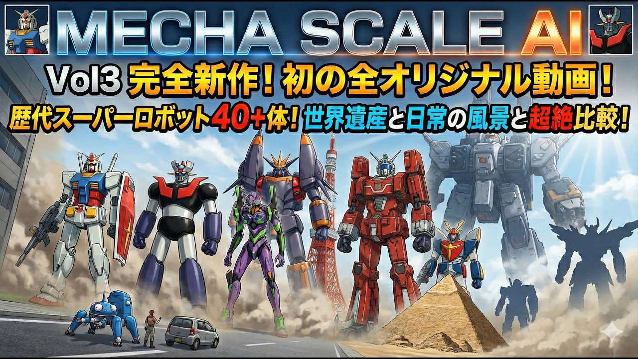 【狂気のインフレ】ガンダムがゴミのようだ…歴代ロボット47機 完全サイズ比較！コンビニから地球サイズまで絶望のスケールを体感せよｗｗ【Mecha Scale AI】