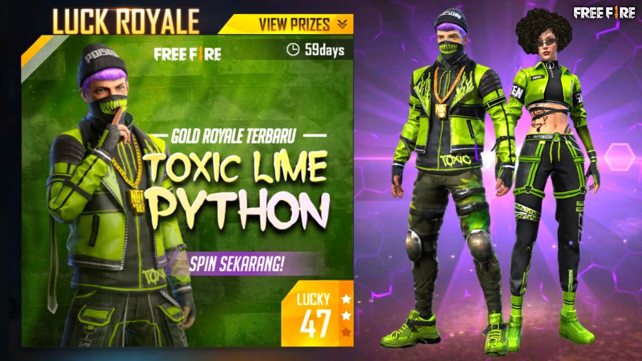 I Got Legendary Toxic Lime Python Bundle and Toxic Lime Viper Bundle In Garena Free Fire Luck Royal