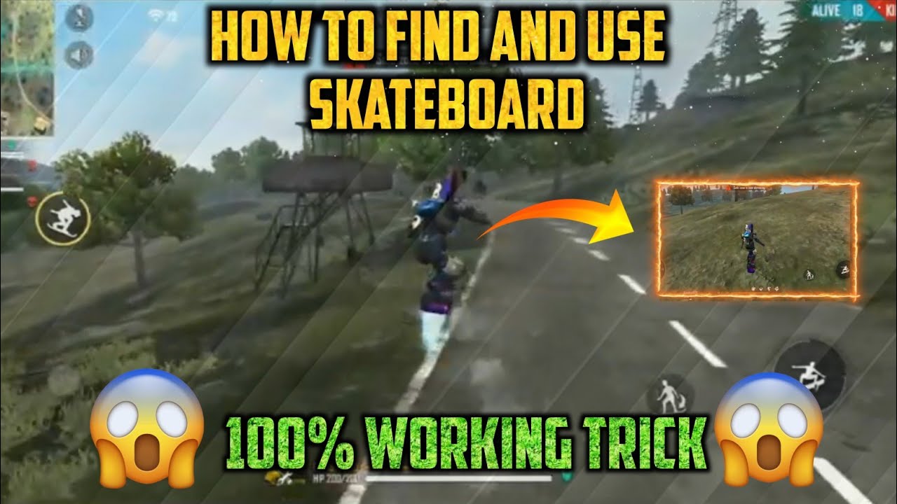 HOW TO USE AND FIND SKATEBOARD IN FREE FIRE TELUGU|| NEW UPDATE SKATEBOARD|| BUGS ANDTRICKS