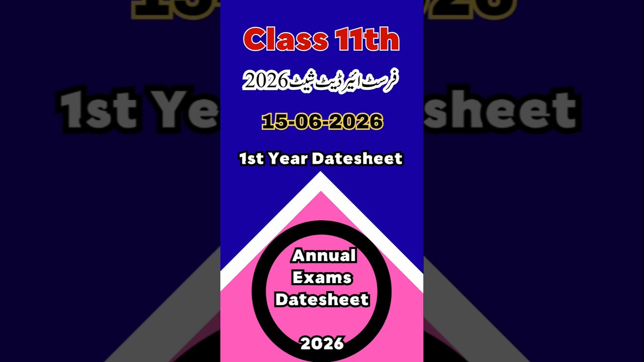 11th Class Date Sheet 2026 All Punjab Boards | 1st Year Date Sheet 2026 | Inter Part 1 Datesheet