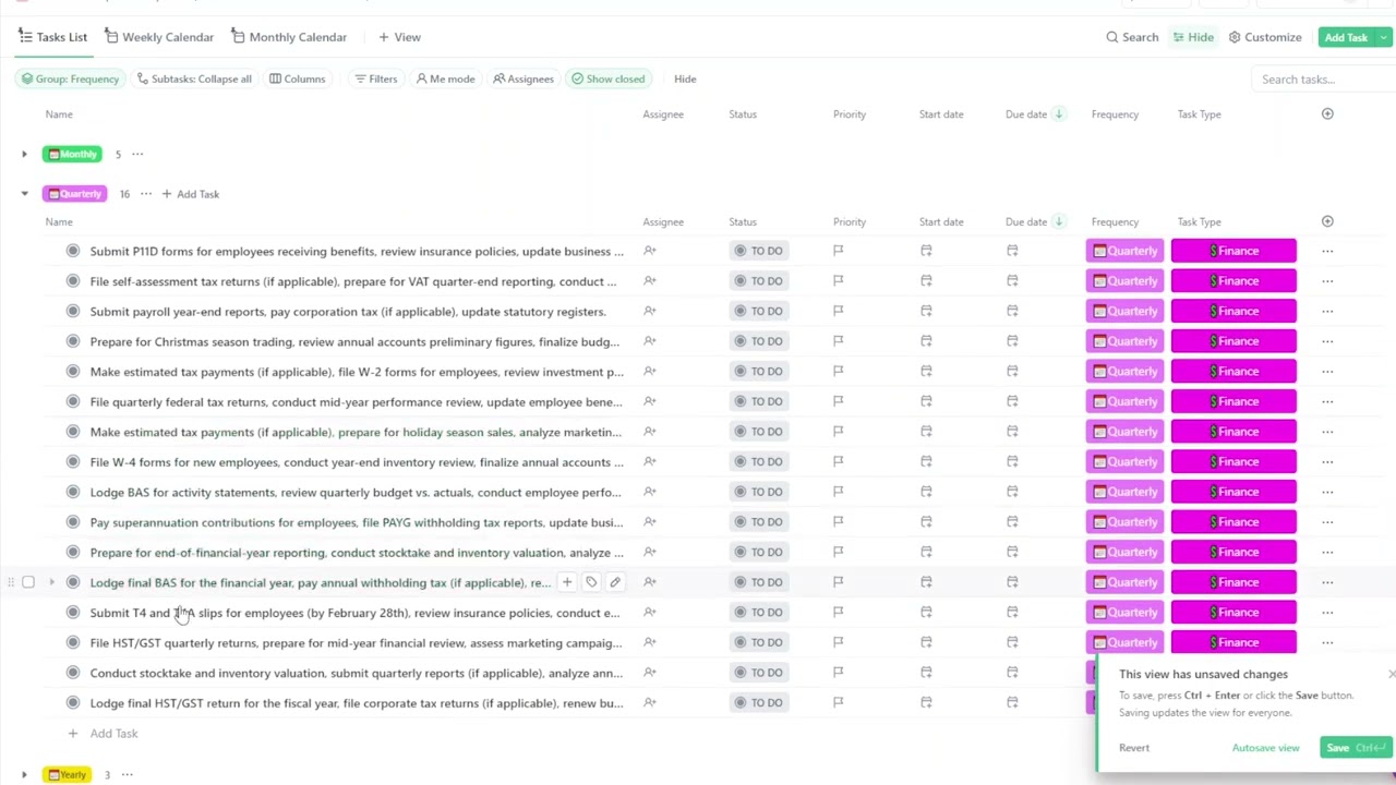 Task Reminders - ClickUp - Recurring Tasks