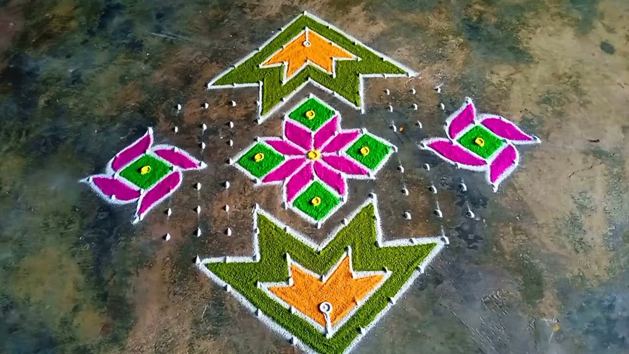 17+1 dots Ugadi festival🌺 special beautiful rangoli🌺 simple easy🌺 rangoli design