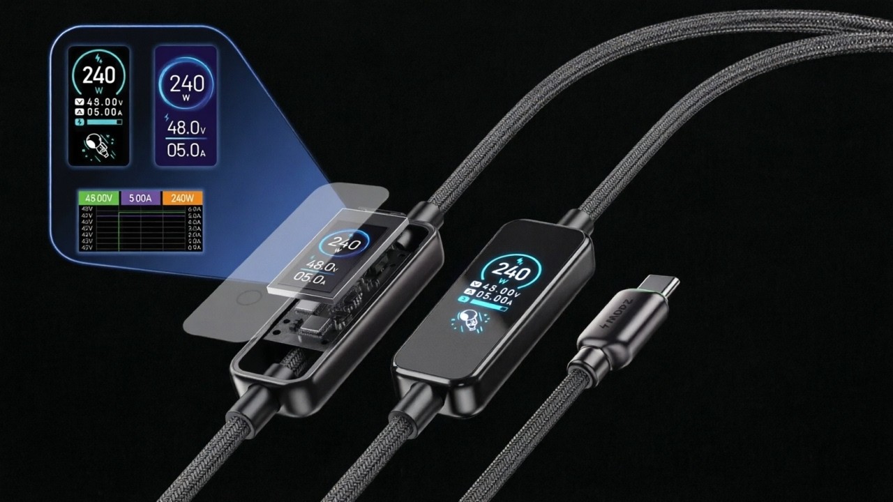 Качественный USB-C кабель с большим цветным дисплеем и сенсорным переключением | MXD CM1