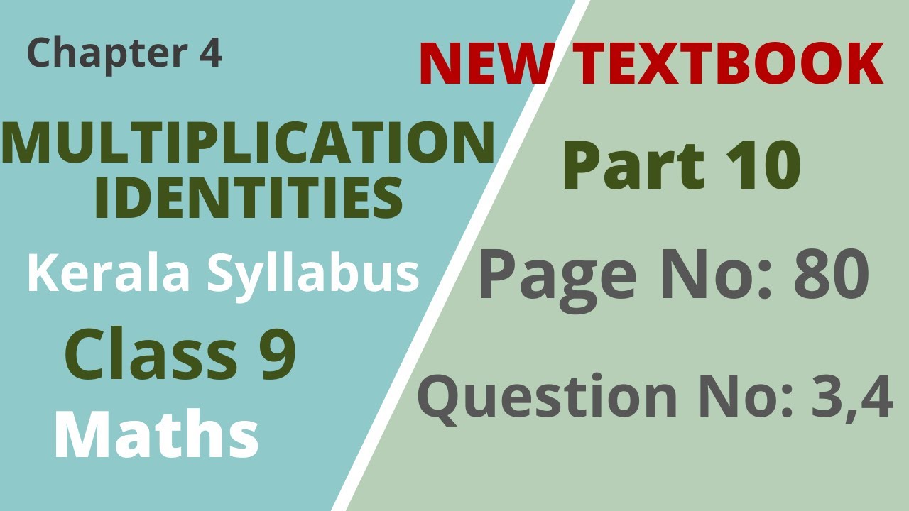 Class 9|Maths|Chapter 4|Multiplication Identities |PageNo:80;QuestionNo: 3,4|Kerala Syllabus|Part 10