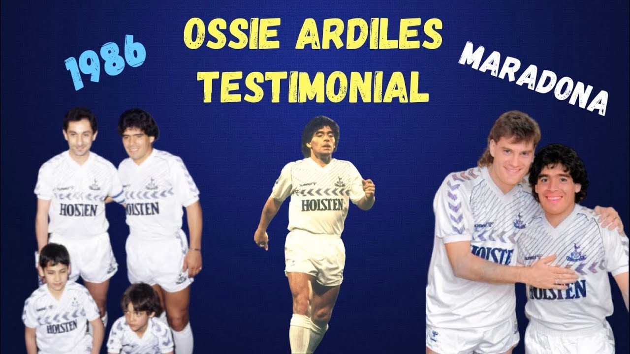 Diego Maradona plays for Spurs at Ossie Ardiles’s Testimonial in 1986