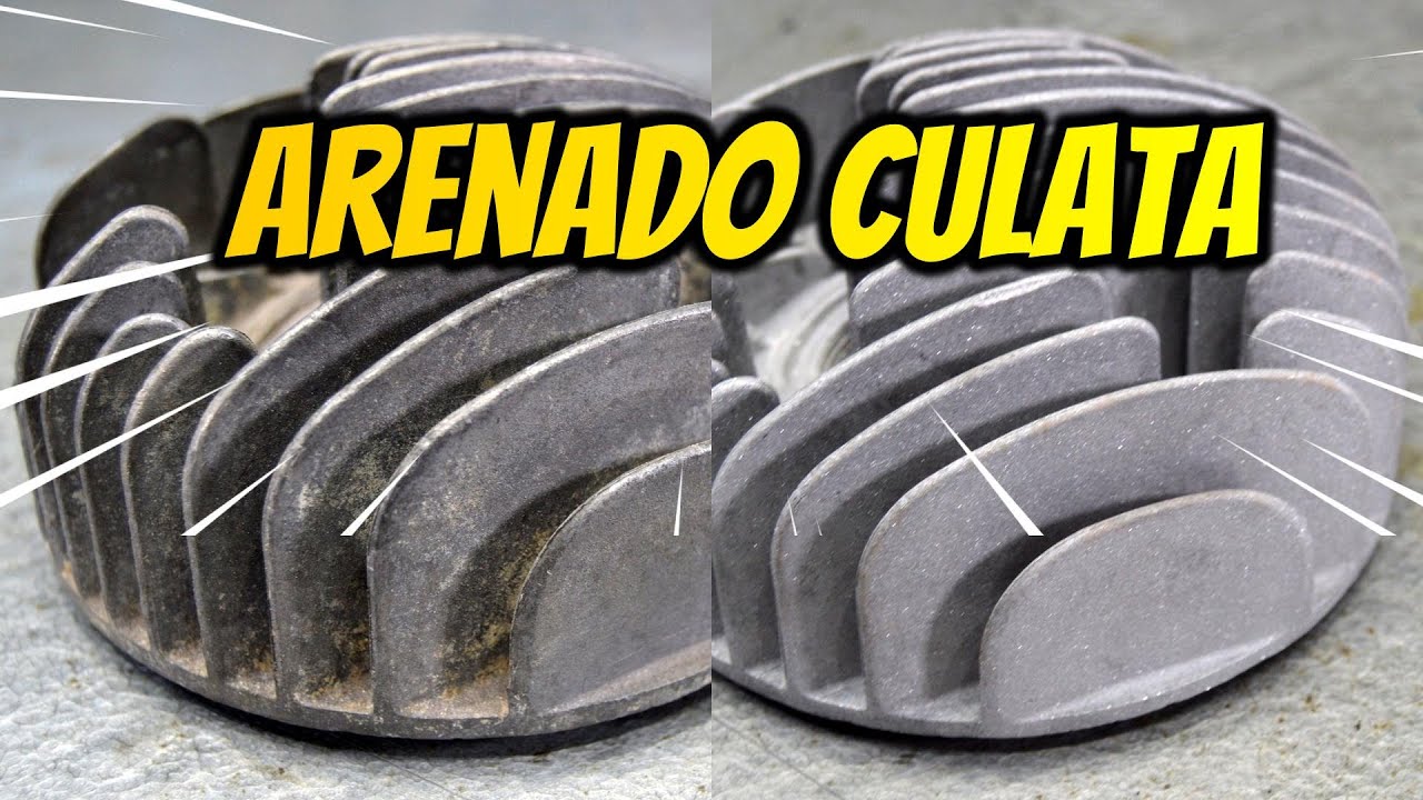 Arenando una culata de aluminio con vidrio triturado