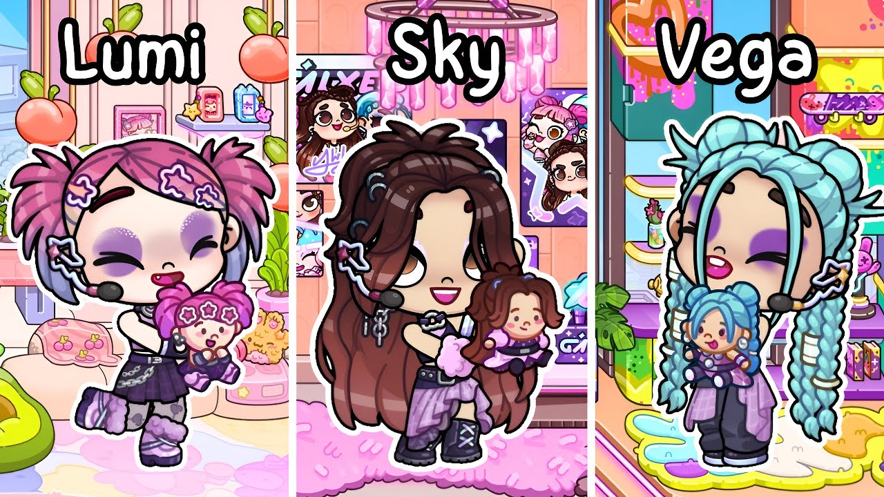 Lumi🩷Sky❤️Vega💜Утренняя рутина в особняке GALXE 🌆 | Мир Аватара | Пазу