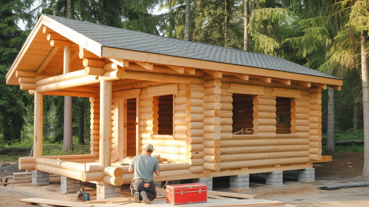 Man Builds an Incredible DIY Wooden Cabin in the Forest | Start to Finish