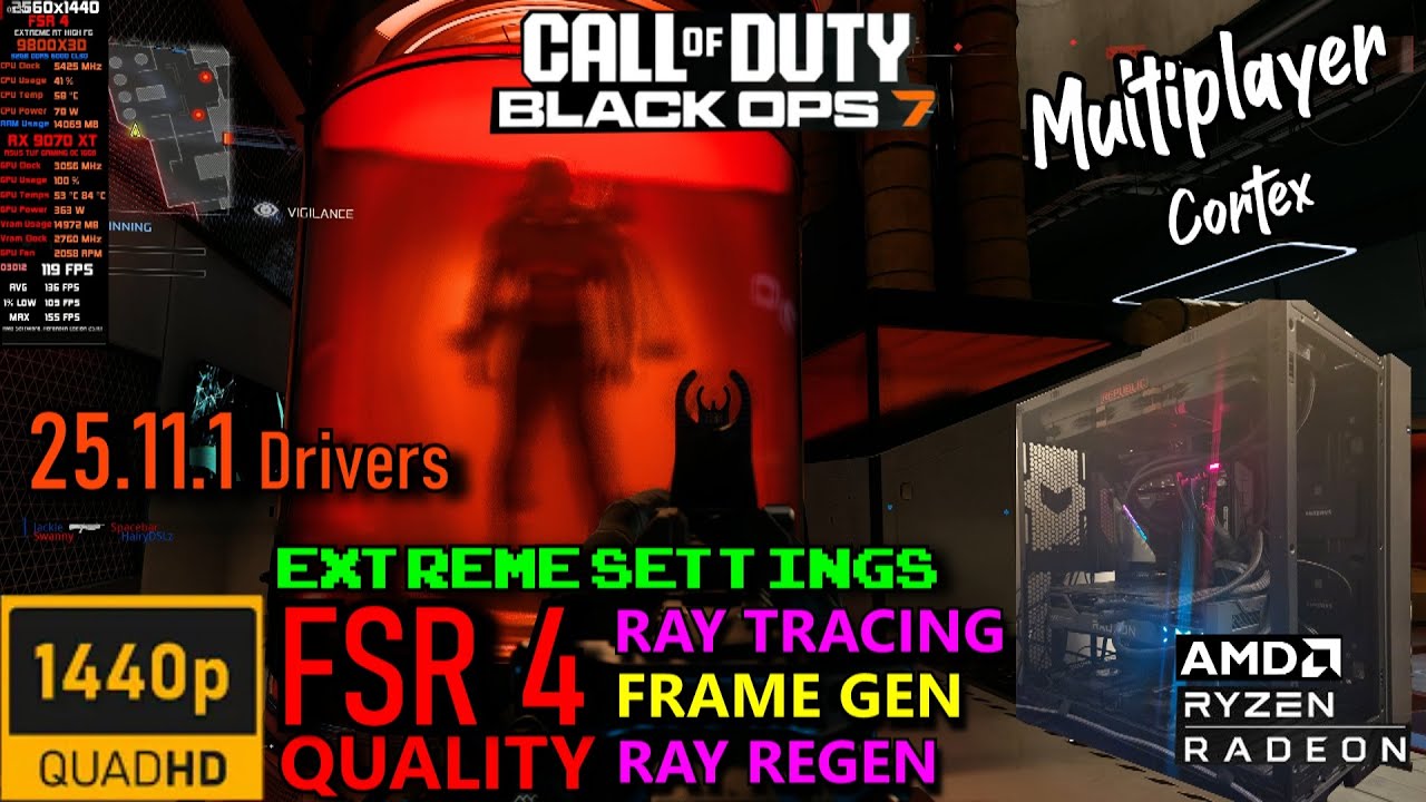 Call of Duty Black Ops 7 🎮 1440p FSR 4 Q EXTREME FG RT RAY REGEN | CORTEX MAP 🖥️ RX 9070 XT 9800X3D