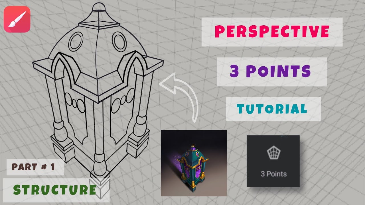 3 points perspective Tutorial & illustration|structure Part| Lamp illustration in infinite painter