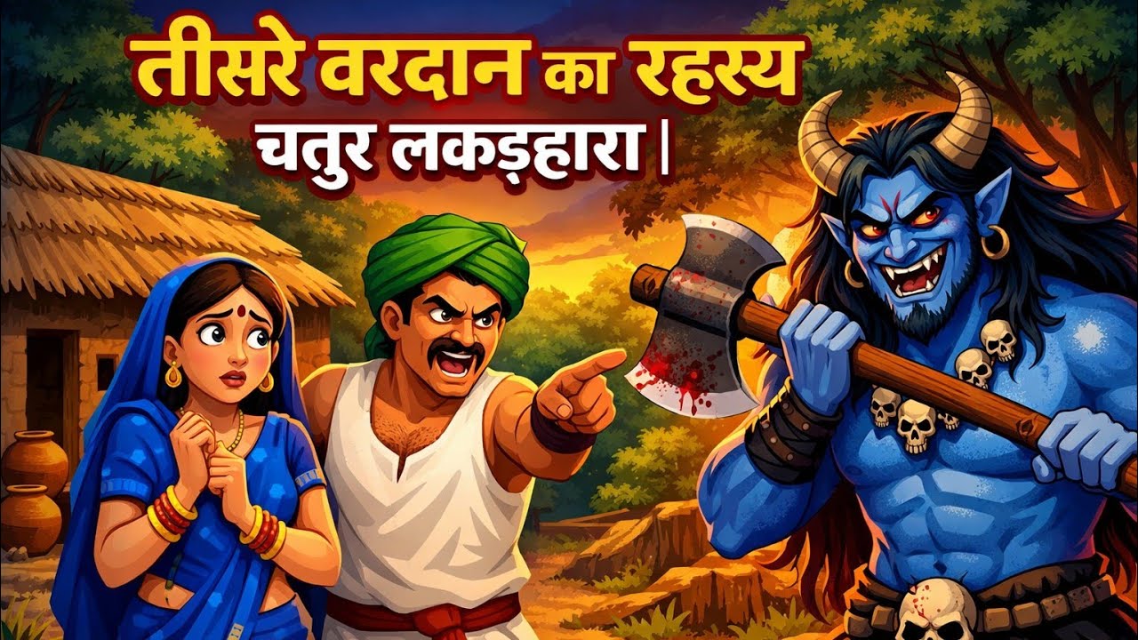 तीसरे वरदान का रहस्य | चतुर लकड़हारा | Vikram Aarohi Ki Kahani | Cartoon Video