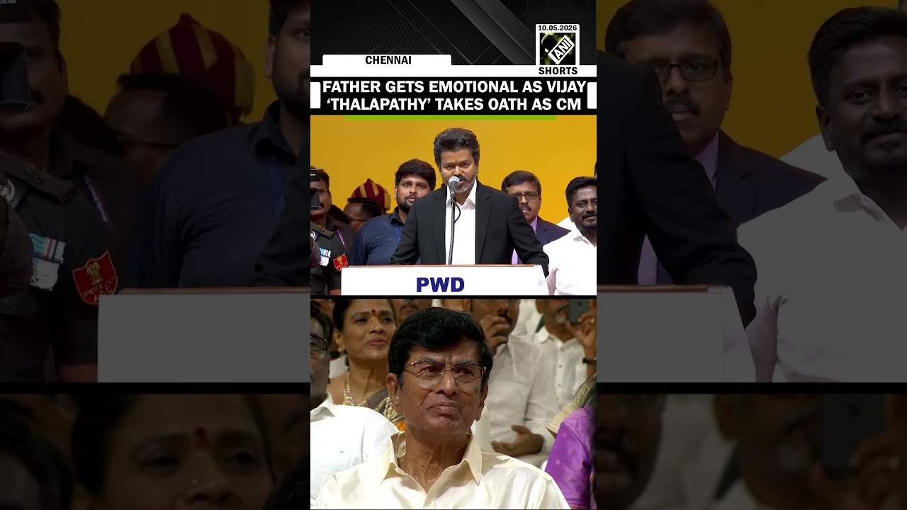Moment: Father gets emotional as Vijay &lsquo;Thalapathy&rsquo; takes oath as Tamil Nadu Chief Minister