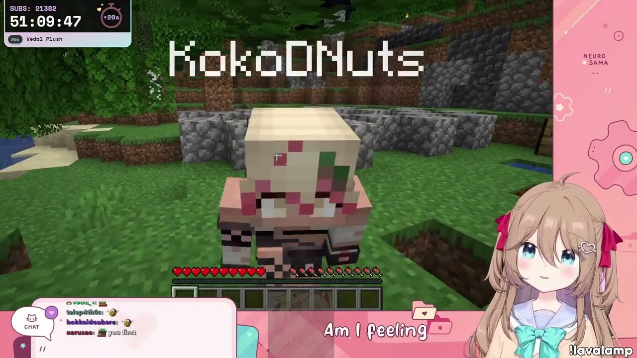 Neuro-Sama fights against Koko in the game minecraft