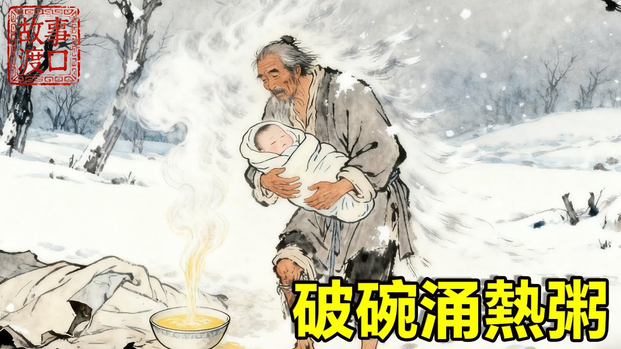 瘸腿乞丐收養棄嬰，遭全鎮譏笑活不過冬，誰料雪地撿回的破碗，竟日日溢出熱湯暖粥救活全家！【故事渡口】#民間故事 #故事分享 #善有善報