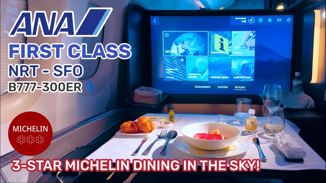 ANA First Class: 3-Michelin Star Food, Pokémon Surprise & Hibiki Whiskey! (Tokyo to San Francisco)