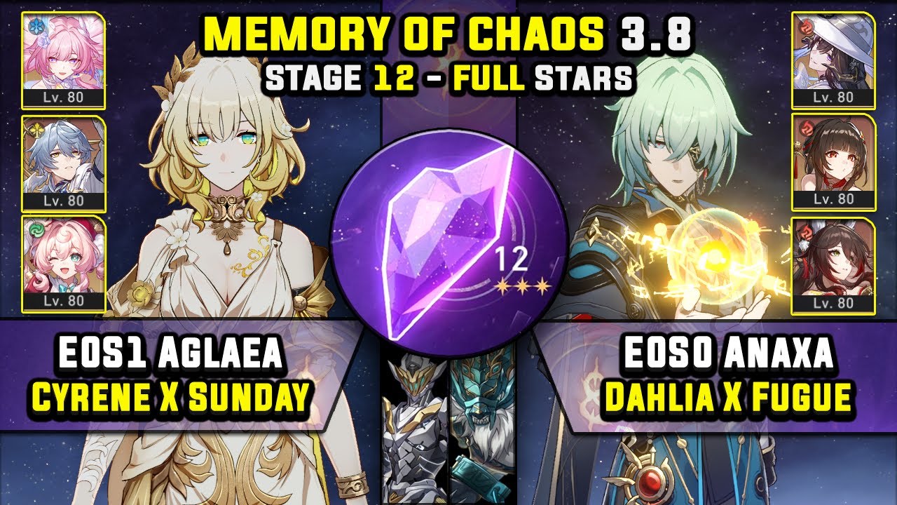 E0 Aglaea Carry & E0 Anaxa Carry W/ Dahlia (3 Stars) Memory Of Chaos 12 Honkai Star Rail 3.8