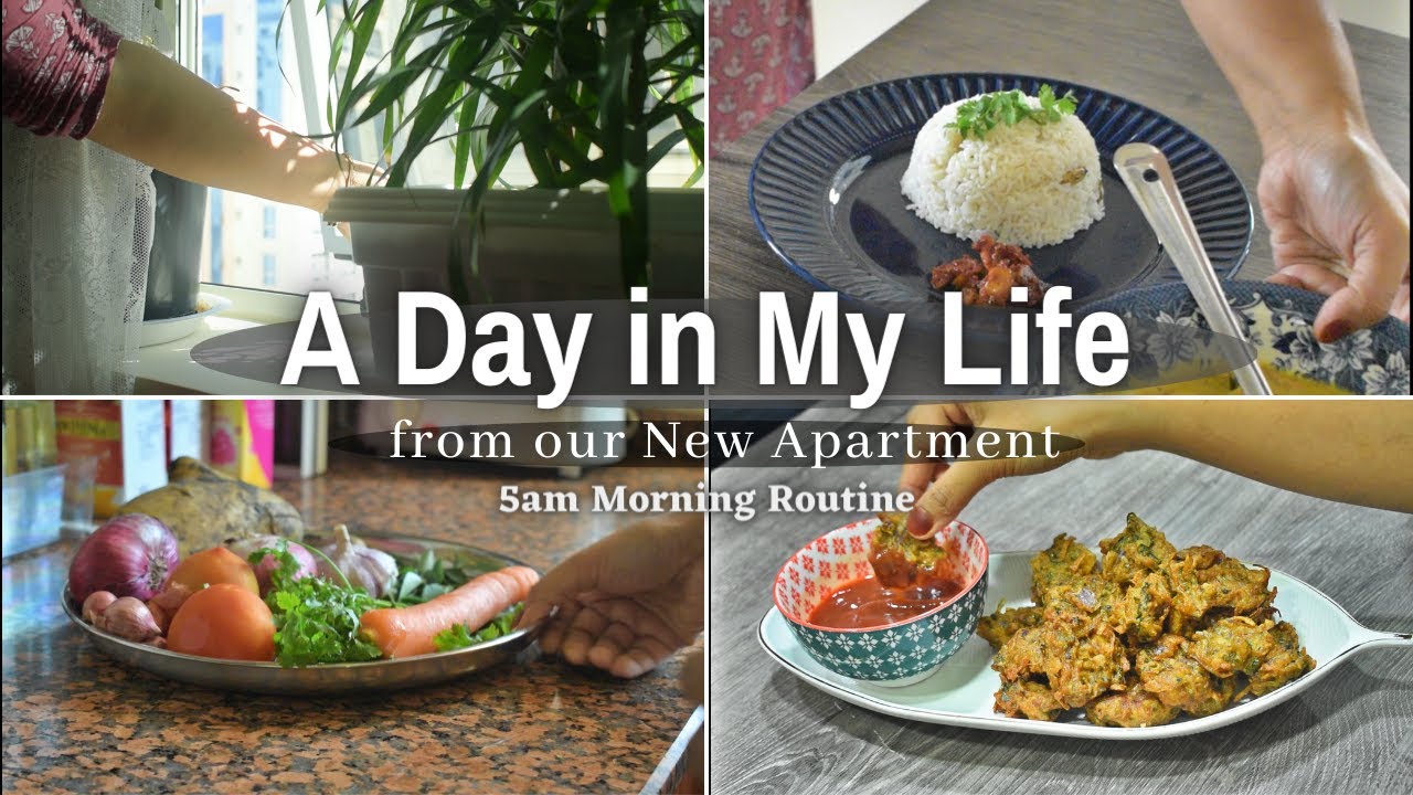 My Routine in Our New Apartment | Weekday 5am Routine | Chicken curry | Onion Pakora | Millet Poha