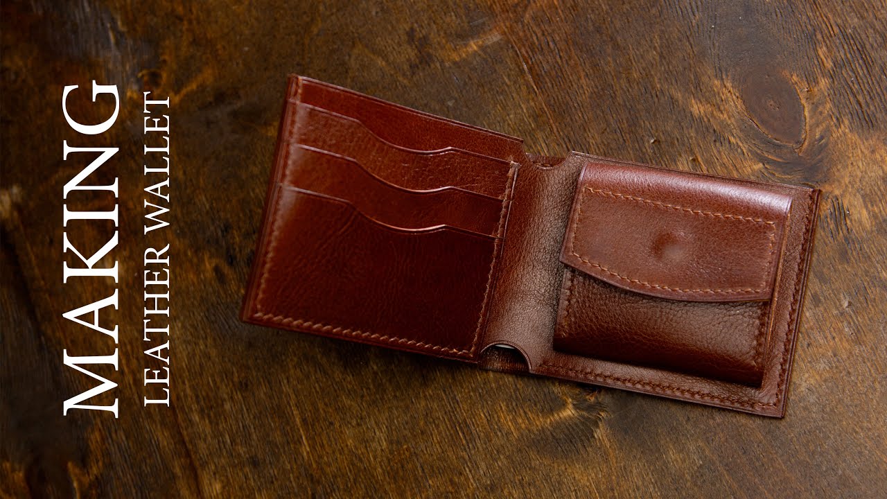 Making a classic bifold wallet with a coin pocket. DIY Leathercraft tutorial.