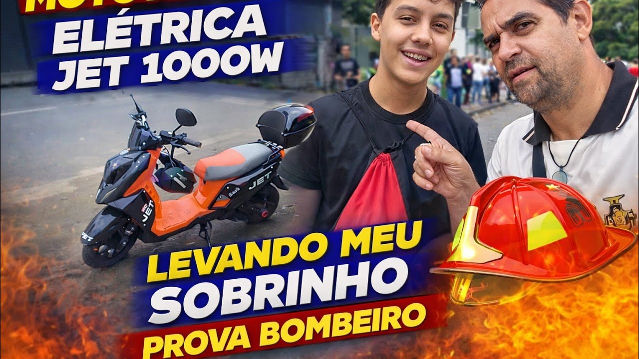 MOTOVLOG DE ELÉTRICA JET 1000W LEVANDO MEU SOBRINHO PROVA OFICIAL BOMBEIRO 