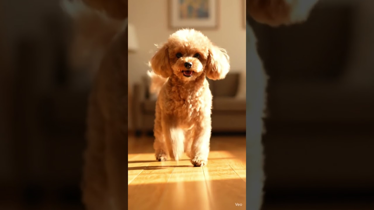 toy puppy dancing at home 