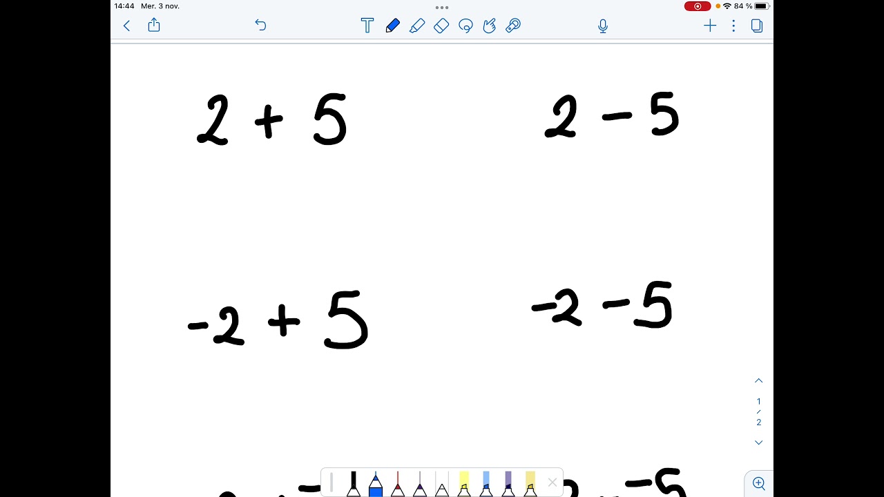 Rappel - addition et soustraction de nombres entiers
